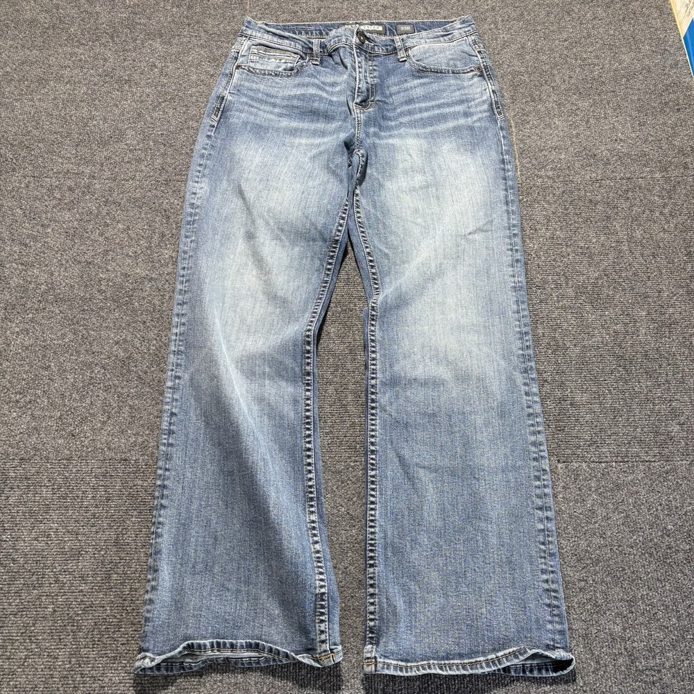 BKE Buckle Tyler Boot Leg Cut Jeans Mens 33R Blue Medium Wash Denim Pants 33x32